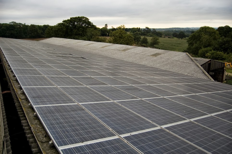 Solar Panel Cleaning On Solar Farm In Crawley, West Sussex