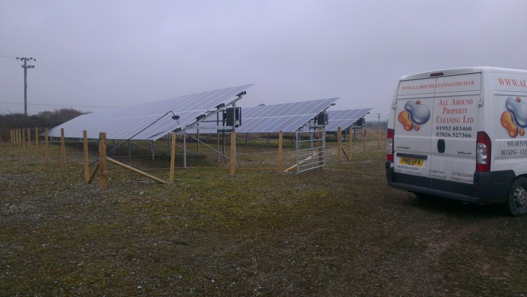 Solar Panel Cleaning Completed On A Solar Farm In In Faringdon, Oxfordshire