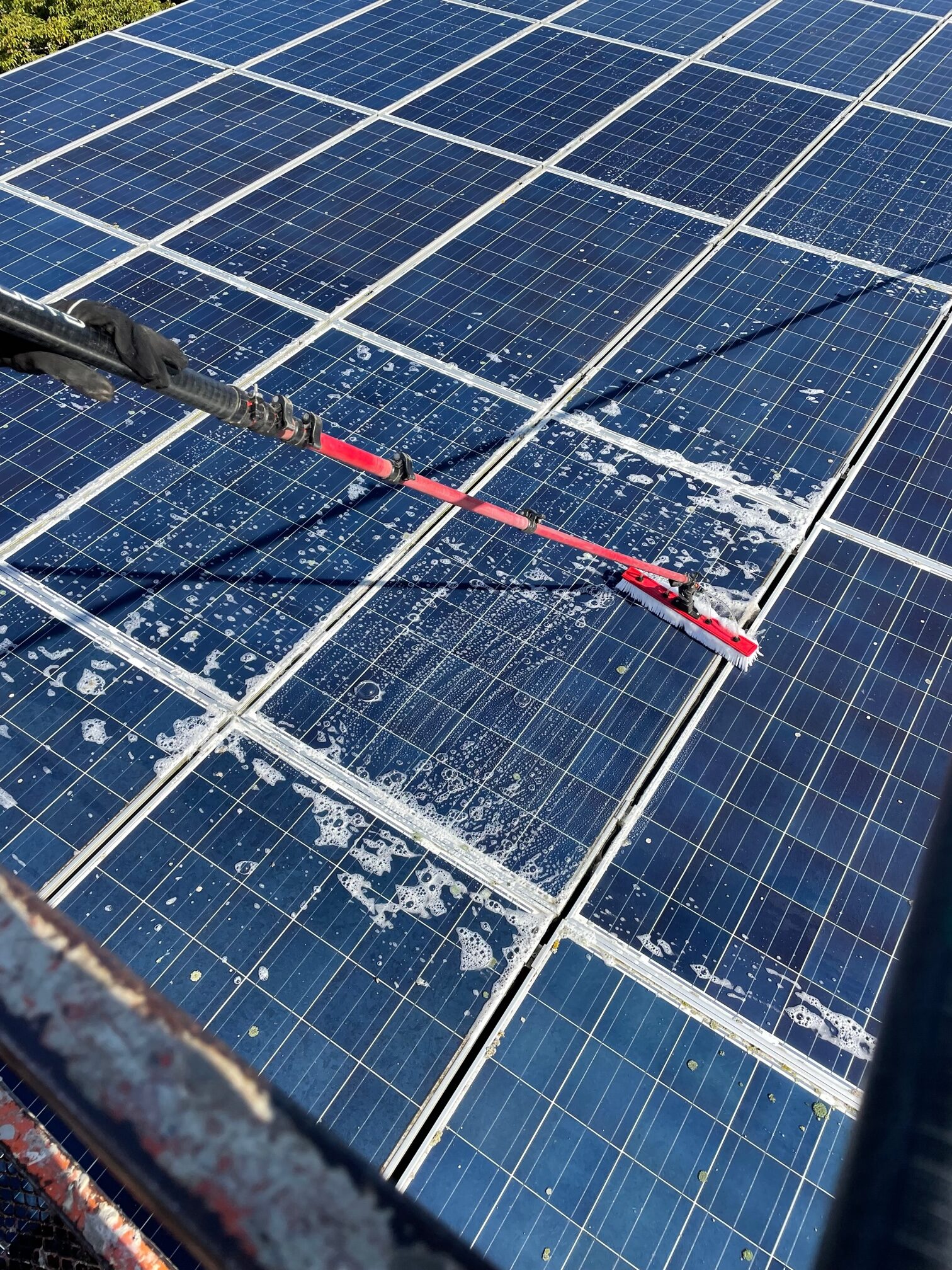 Chemically cleaning solar panels